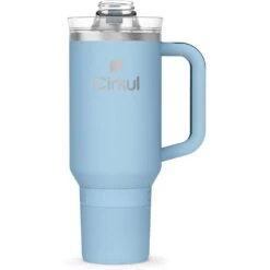 Cirkul Cirkul 40oz All-Day StrawSip Double-Wall Insulated Stainless Steel Tumbler With Handle, Raindrop (Light Blue)