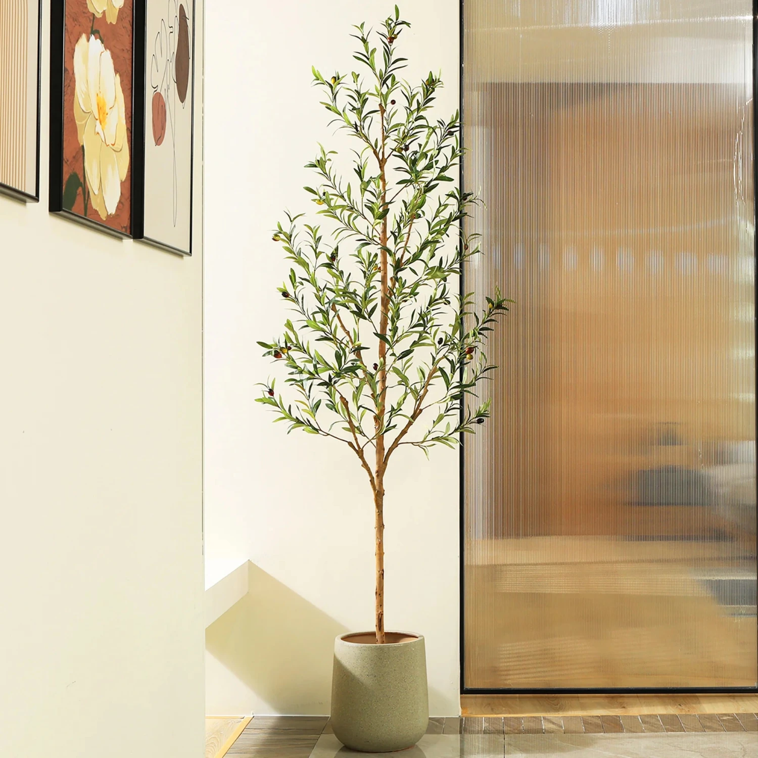 DR.Planzen DR.Planzen ZMGGLSJ2HZ2.1m-1 7FT Artificial Olive Tree With Fruits And Wood Branches, Potted Faux Olive Plants 1 DR.Planzen DR.Planzen ZMGGLSJ2HZ2.1m-1 7FT Artificial Olive Tree With Fruits And Wood Branches, Potted Faux Olive Plants