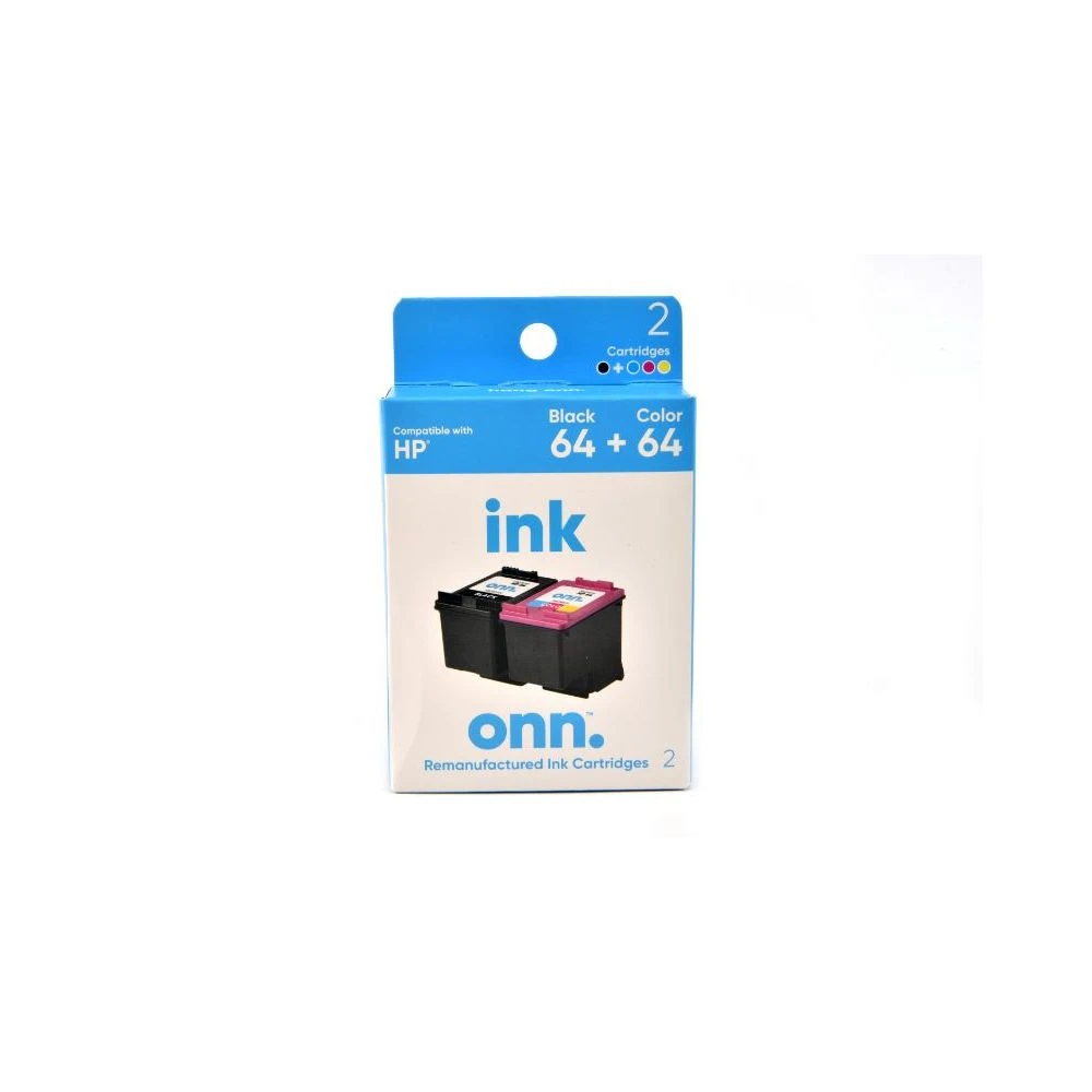 ONN ONN INHPCL100014173 HP 64 Black And 64 Tri-Color Remanufactured Ink, 2 Cartridges 1 ONN ONN INHPCL100014173 HP 64 Black And 64 Tri-Color Remanufactured Ink, 2 Cartridges