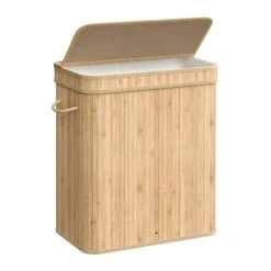 Songmics SONGMICS 100L Bamboo Laundry Hamper With Lid Laundry Basket With Handles, Natural