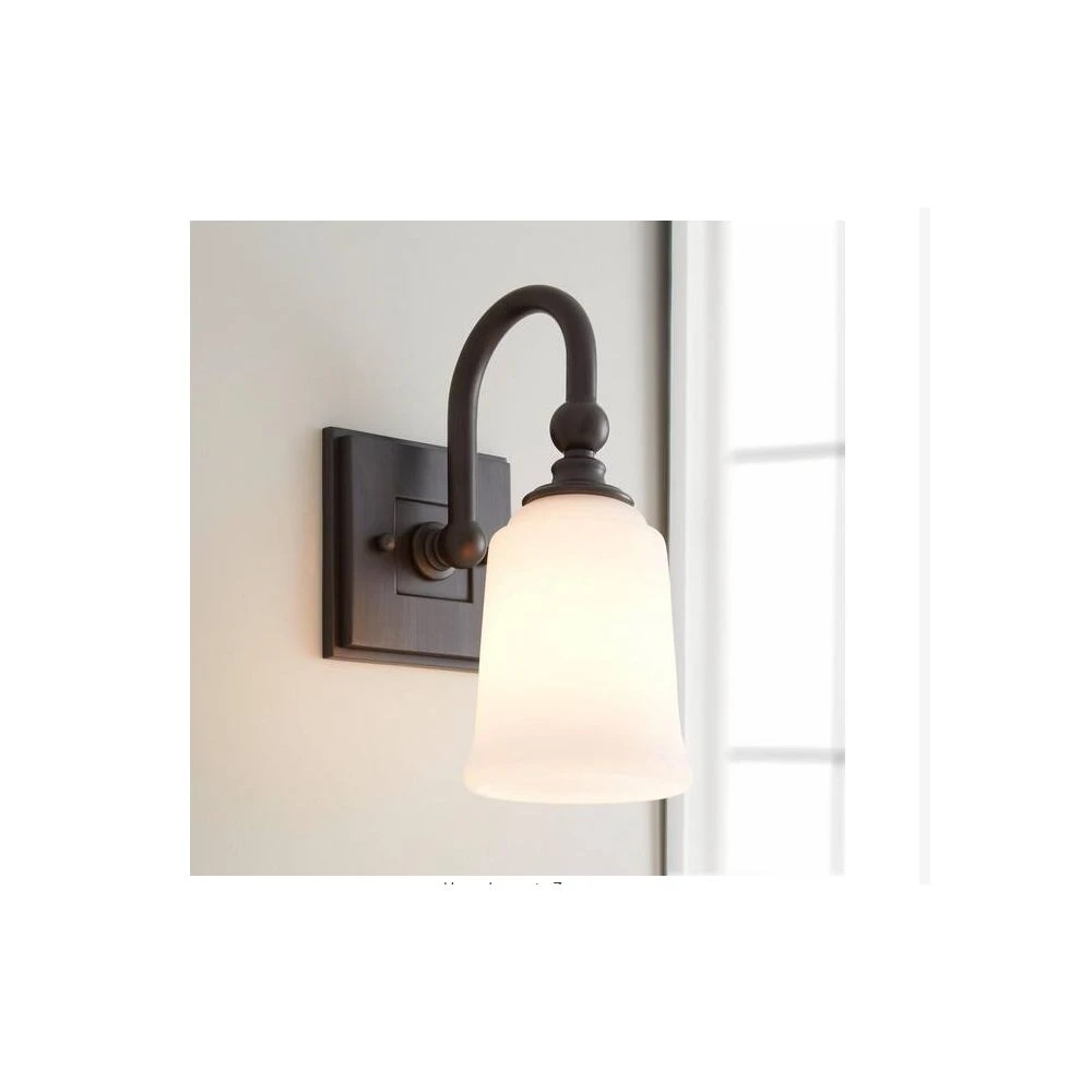 Signature Hardware Signature Hardware PHVL2121BRZ Antonia Vanity Sconce - Single Light - Frosted Glass - Bronze 2 Signature Hardware Signature Hardware PHVL2121BRZ Antonia Vanity Sconce - Single Light - Frosted Glass - Bronze - Image 2