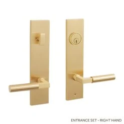 Signature Hardware Signature Hardware EH.SSQTB.2600.10.R.SBS-NB Tolland Brass Entrance Door Set - Lever Handle - Right Hand, Satin Brass