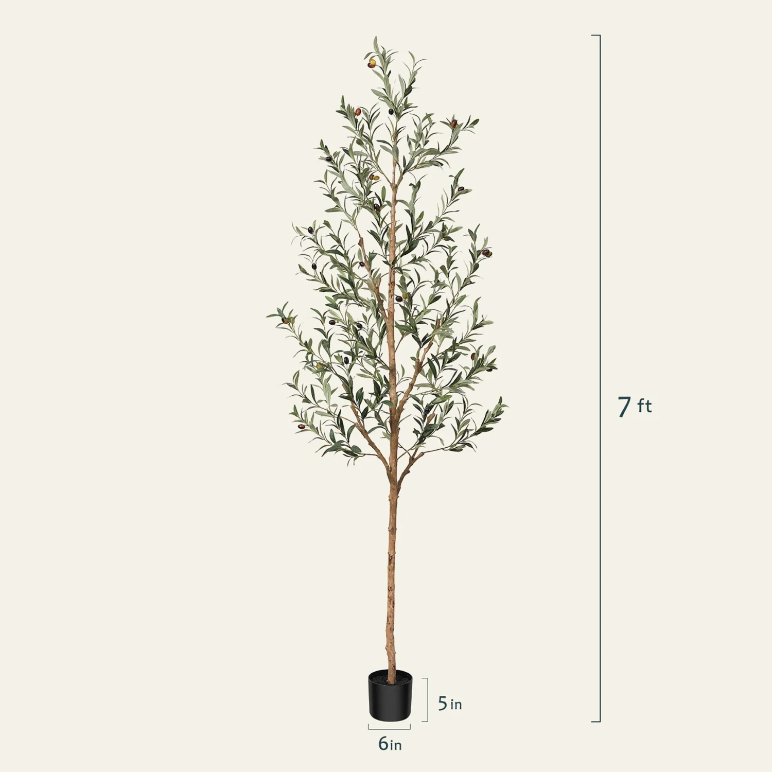 DR.Planzen DR.Planzen ZMGGLSJ2HZ2.1m-1 7FT Artificial Olive Tree With Fruits And Wood Branches, Potted Faux Olive Plants 4 DR.Planzen DR.Planzen ZMGGLSJ2HZ2.1m-1 7FT Artificial Olive Tree With Fruits And Wood Branches, Potted Faux Olive Plants - Image 4
