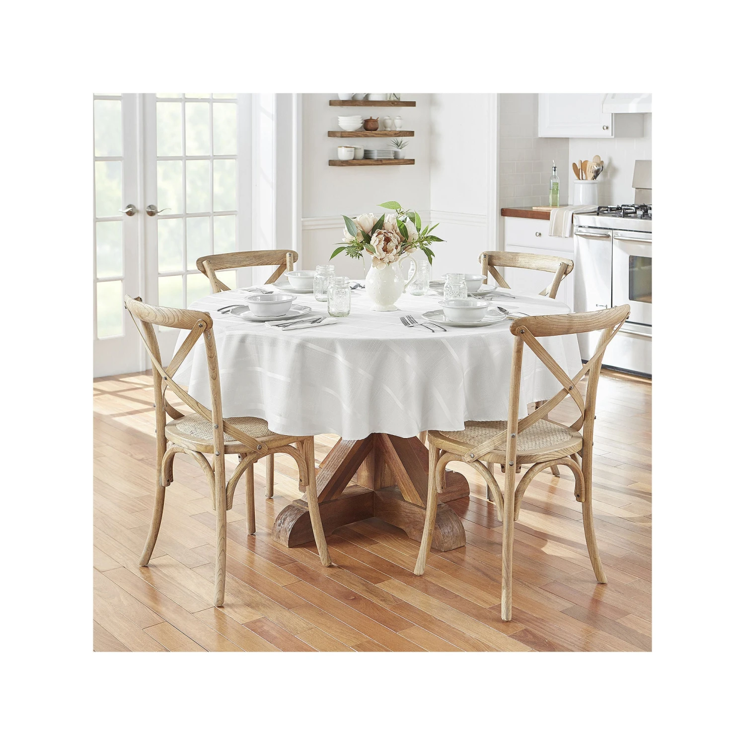 Elrene Home Fashions Elrene Home Fashions Elegance Plaid Jacquard Tablecloth - WHITE ONE SIZE 1 Elrene Home Fashions Elrene Home Fashions Elegance Plaid Jacquard Tablecloth - WHITE ONE SIZE