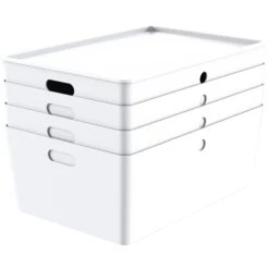 Mainstays Mainstays 604111 XLarge Lidded Storage, White (Set Of 4)