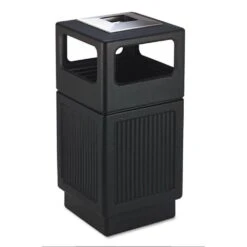 Safco Products Safco Products 9477BL Canmeleon Recessed Panel Waste Receptacle, Ash Urn, Side Open, 38-Gallon Black