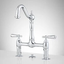 Signature Hardware Signature Hardware 215493 Bridge Bathroom Faucet With Lever Handles And Pop-Up Drain Assembly, Chrome