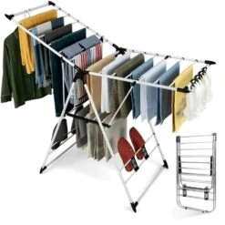 Cheflaud Cheflaud W021258 Clothes Drying Rack Stainless Steel Gullwing Space-Saving Foldable