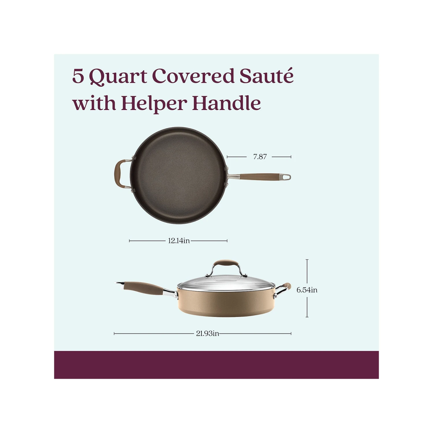 Anolon Anolon Advanced Home Hard Anodized 5-Qt. Saute Pan With Lid And Helper Handle - BRONZE ONE SIZE 2 Anolon Anolon Advanced Home Hard Anodized 5-Qt. Saute Pan With Lid And Helper Handle - BRONZE ONE SIZE - Image 2