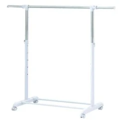 Mainstays Mainstays MS5310011095501 Adjustable Rolling Garment Rack Metal Chrome, White