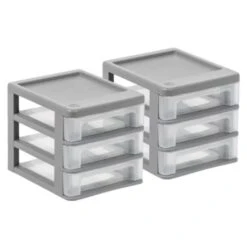 IRIS USA IRIS USA Small 3 Drawer Countertop Gray Organizer, 2 Pack - Durable