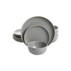 Gibson Gibson Rockaway 12-Pc. Stoneware Dinnerware Set - GRAY ONE SIZE