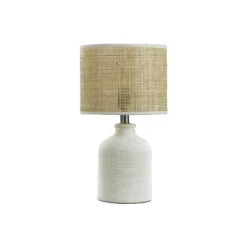 StyleCraft Stylecraft 22" Textured Ceramic With Rattan Hardback Shade Table Lamp TL17101JCADS - WHITE DROPSHIP ONE SIZE