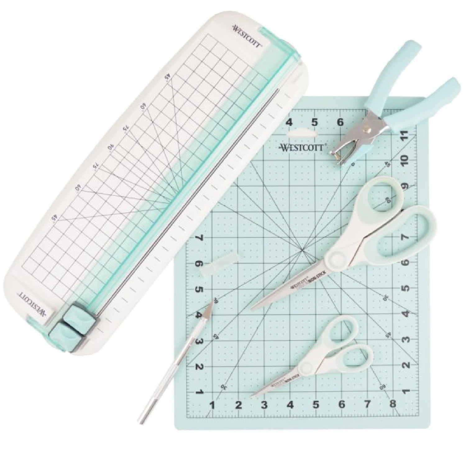 Westcott Westcott 00676 Paper Crafting Set 9pc. Blue And White 1 Westcott Westcott 00676 Paper Crafting Set 9pc. Blue And White