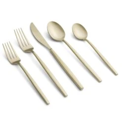 Graze By Cambridge Graze By Cambridge 516020P660DS Kiki Champagne Satin Forged 18/0 Stainless Steel 20-Piece Flatware Set, Service For 4