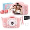 WISAIRT Wisairt X5 Kids Camera 1080P HD Digital Cameras With 32GB SD Card Mini Rechargeable Toddler Toys Camera For 3-12 Years Girls Best Gifts For Kids Pink 20 (MP) Megapixels