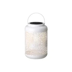 Glitzhome Glitzhome 8.75" White Metal Cutout Outdoor Lantern - BLACK ONE SIZE